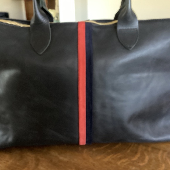 Clare V. Tote Black / Red & Navy Stripe - Picture 6 of 10